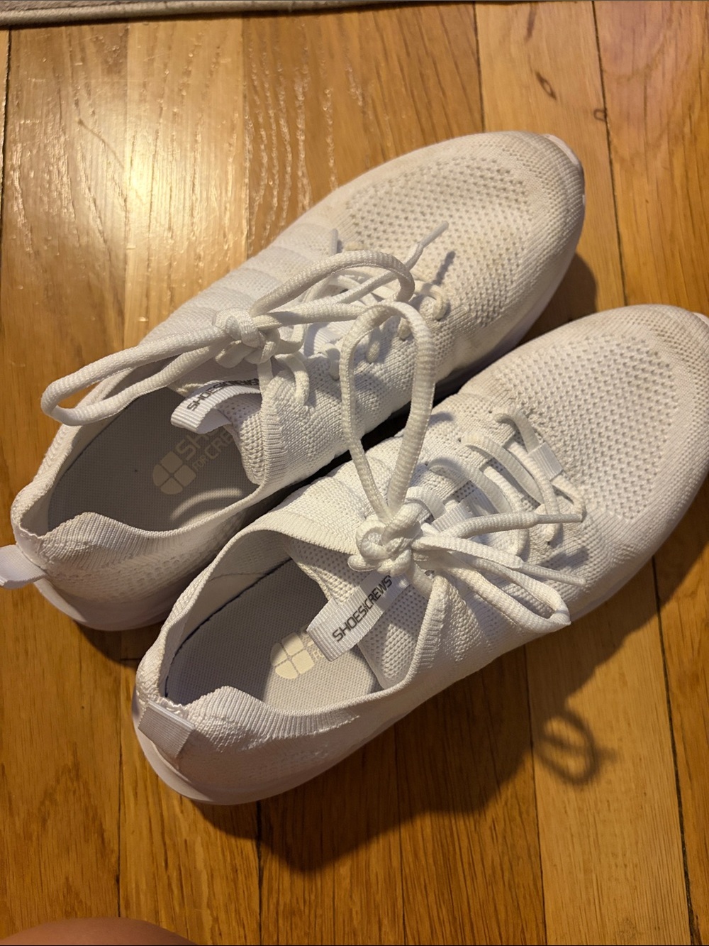 Shoes for Crews Women's All-White Knit Lace-Up Sneakers